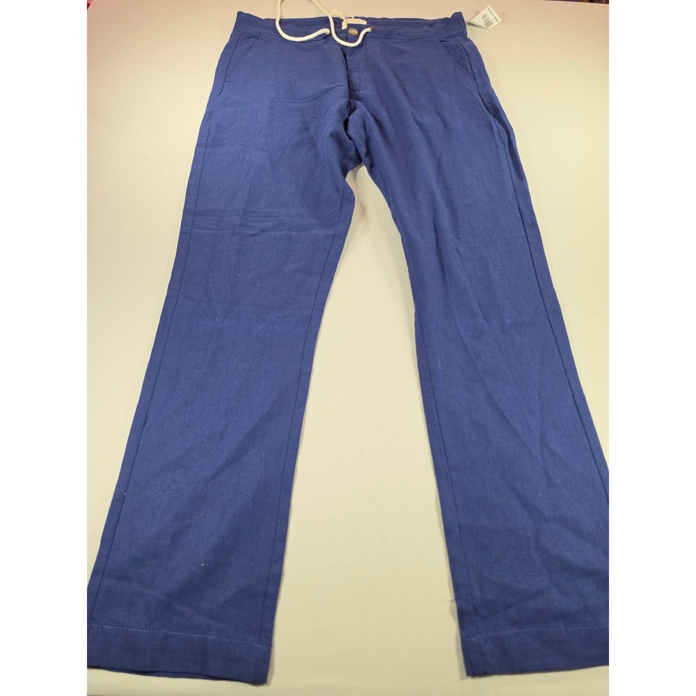 Rainforest Mens Navy Blue Linen Blend Drawstring Pants RF19WV335 Size 36